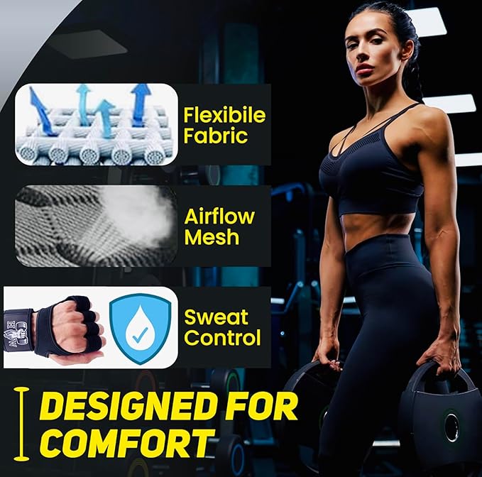 HW Weight Lifting Gloves for Men & Women – Gym Workout Gloves with Wrist Support, Full Palm Protection & Grip – Breathable Gloves for Crossfit, Training, Fitness & Strength Workouts