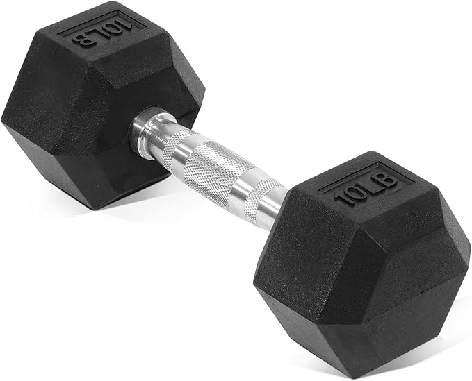 Fitvids Hex Dumbbells Rubber Coated Hand Weights for Exercises and Fitness, 10-50LB Option