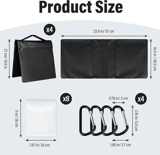 Sandbags Weight Bags for Photo Studio Photography Video Equipment, 4 Packs Empty Sandbag Set for Backdrop Stand, Photo Tripod, Canopy, Pop up Tent, Umbrella Base, Picnic Table,Fishing Chair