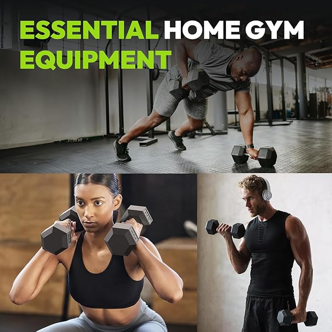 Hex Dumbbell Set, 2.5-65 lb Rubber Encased Exercise & Fitness Dumbbells, Weights Dumbbells Set of 2, Hand Weight for Strength Training