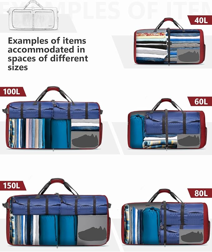 Gonex Large Foldable Travel Duffle Bag with Shoes Compartment, Packable Lightweight Water Repellent Duffel Bag for Camping Gym Weekender Bag