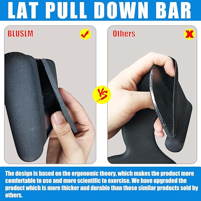 LAT Pull Down Bar for Cable Machine, LAT Pulldown Attachments T-bar V-bar Cable Attachment for Gym, Back Tricep Strength Training Handle