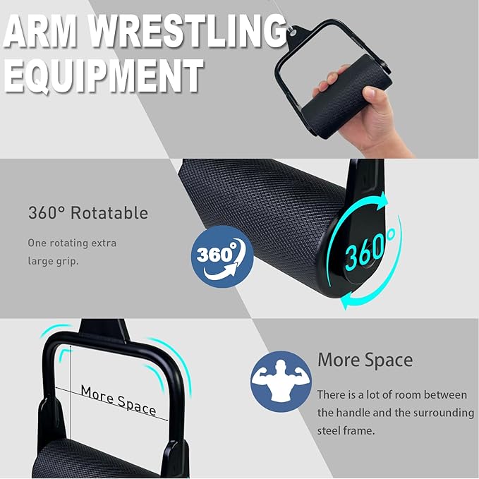 Arm Wrestling Handles, Thick Armwresting Training Equipment LAT Pulldown Attachments D Handle, V Bar Cable Machine Attachments, Gym Handles for Forearm, Wrist Strength Training