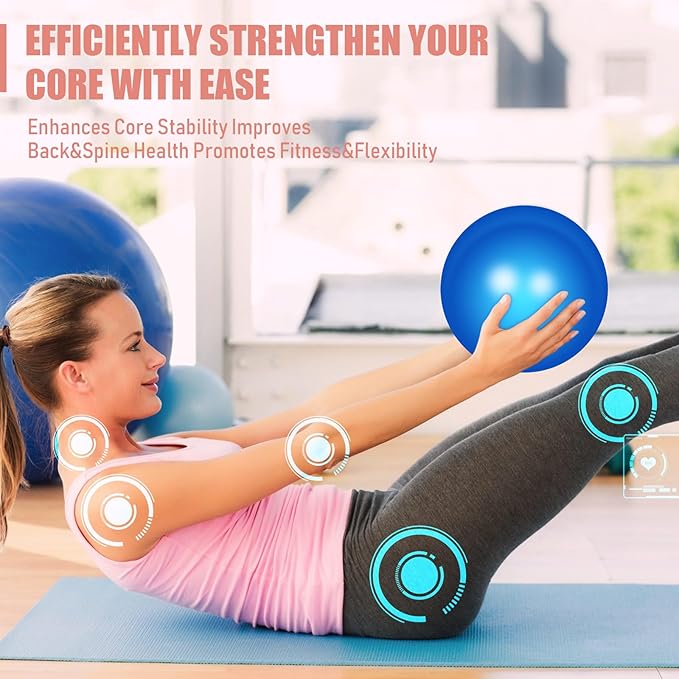 Leyndo 4 Pcs Yoga Exercise Ball Pilates Pregnancy Birthing Fitness Ball with Quick Pump Anti Burst for Improved Posture, Balance, Yoga, Pilates, Training, 4 Colors
