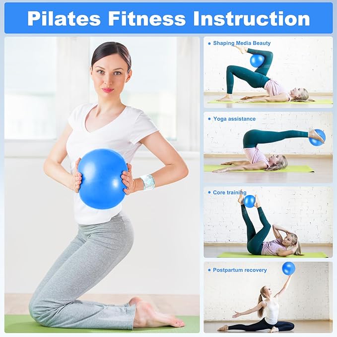 9 Inch Pilates Ball Small Exercise Ball, Workout Ball for Barre, Pilates, Yoga, Stability, Workout, Balance, Fitness at Gym Home Office