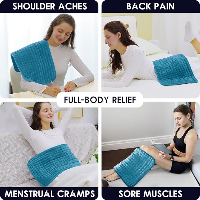 DAILYLIFE Heating Pad for Back Pain Relief, 12" x 24" Electric Heating Pads for Cramps, Back, Shoulder and Neck with 6 Heat Settings, Fast-Heating Technology, Auto Shut Off, UL Certification, Blue