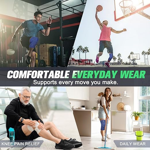 NEENCA Compression Knee Sleeve with Patella Stabilizer - Enhanced Stability, Joint Pain Relief & Improved Performance for Sports, Fitness & Recovery (DarkBlue, XX-Large)