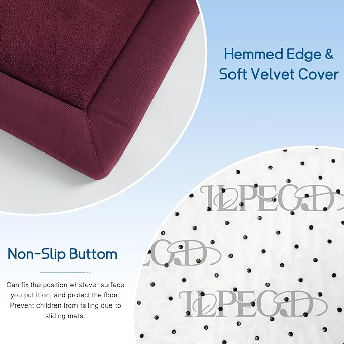 Baby Play Mat for Floor Nursery Muscle Mat Area Playroom Rug 39"x59" Memory Foam 1.3" Thick Crawling Mat for Babies,Toddlers, Infants,Kids (Burgundy)
