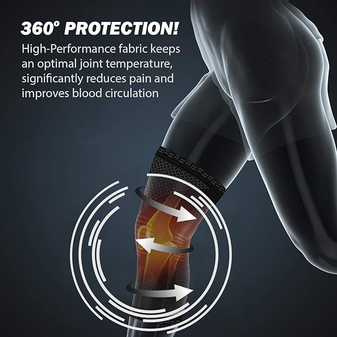 POWERLIX Knee Compression Sleeve (Pair) - Best Knee Brace for Knee Pain for Men & Women – Knee Support for Running, Basketball, Volleyball, Weightlifting, Gym, Workout, Sports