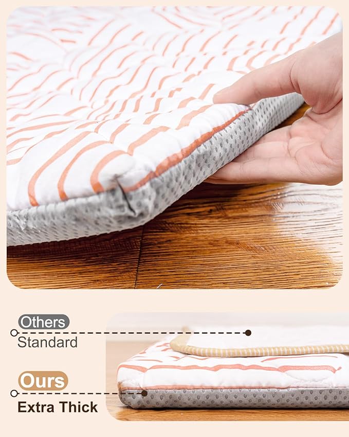 Foam Baby Play Mat 71x59, Removable and Machine Washable Cover, Thicken Cushioning Playmat and Perfect for Playpen, Non-Slip Bottom, Easy to Clean for Infants, Toddlers & Babies(Rainbow)