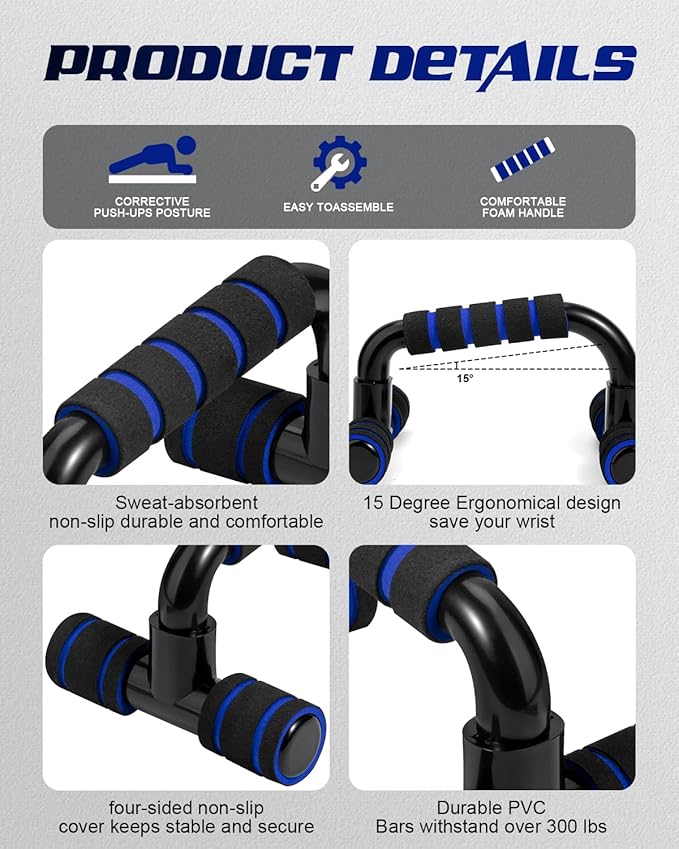 Ergonomic Push Up Bars (2 Pack) - Portable Push Up Handles for Men & Women, Ideal for Home, Gym, or Floor Workouts – Deep Muscle and Strength Training