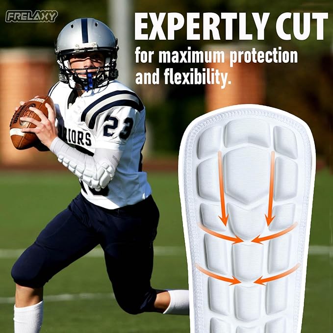 Frelaxy Padded Elbow Forearm Sleeves 2 Pack Compression Crashproof Arm Pads for Football Basketball Volleyball Soccer