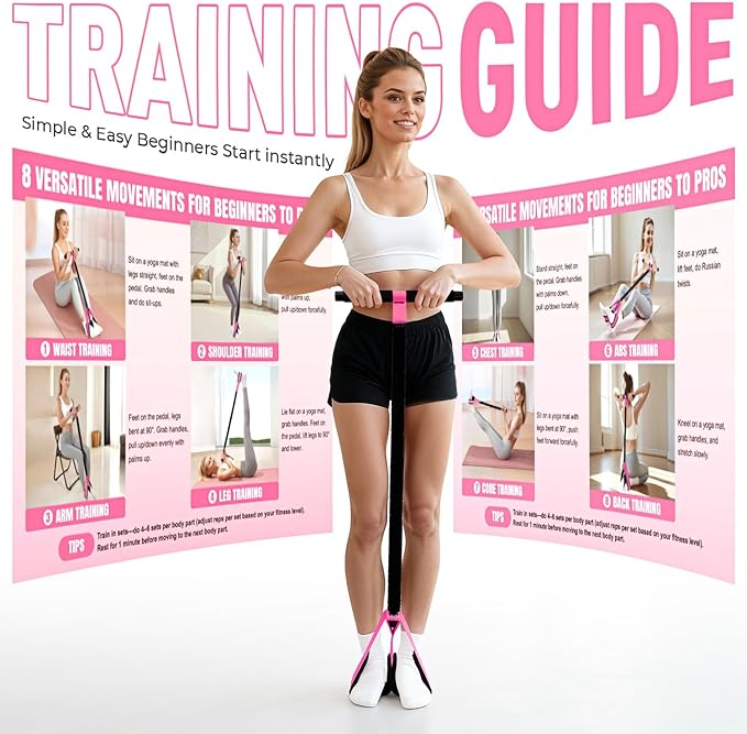 2026 Upgraded Durable Pedal Resistance Band with Handle, Thickened Latex Tubes and Soft Foam Fabric Foot Pedal, Sit Up Exercise Equipment for Abdomen, Waist, Arm, Core/ABS, Leg, Physical Therapy