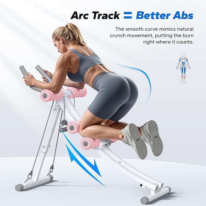 MERACH Dual Track Ab Machine, Adjustable Ab Trainer Machine, Ab Workout Equipment for Home Gym, Ergonomic Arc Track for Better Abs, Foldable Workout Machine for Full Body Workout Home Exercise (Black)