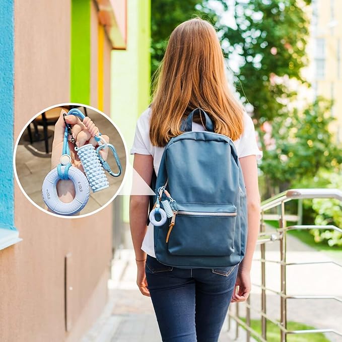 Silicone Grip Strengthener with Mini Foam Roller Keychain Bag Charm- Portable Hand Exerciser
