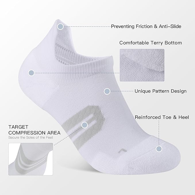 BUDERMMY Womens Ankle Compression Socks with Arch Support Athletic Low cut Running Socks for Women Workout Cushion 5 Pairs