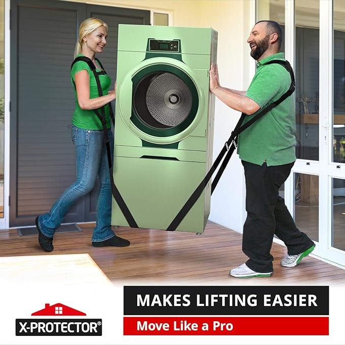 X-Protector Moving Straps - 2 Pairs - Lifting Straps for 2 Movers - Move Furniture Easily and Safely - Perfect for Lifting and Moving Heavy Objects! (with Back Support)