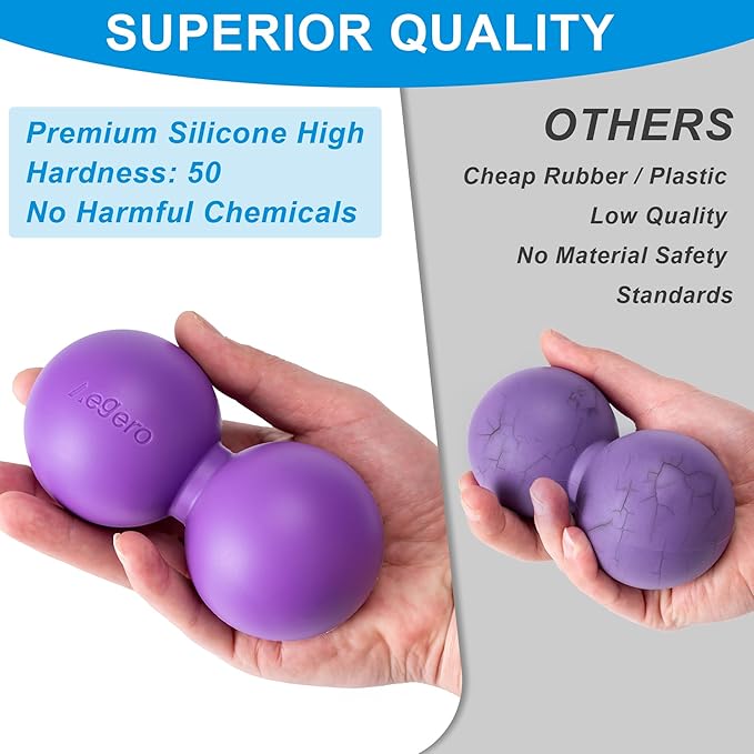 Peanut Massage Ball-Double Lacrosse Massage Ball, Mobility Ball for Myofascial Release,Yoga Therapy,Trigger Point Therapy,Muscle Knots and Acupoint Massage (Purple Firm Ball)