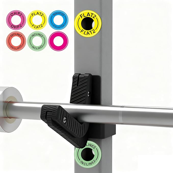 1 Inch Holes 12 Pcs Power Squat Rack Barbell Magnetic Position Markers Reminders Labels for Home & Garage Gyms - Magnets Identifier Rings for Bench Press, Overhead Press (OHP2)
