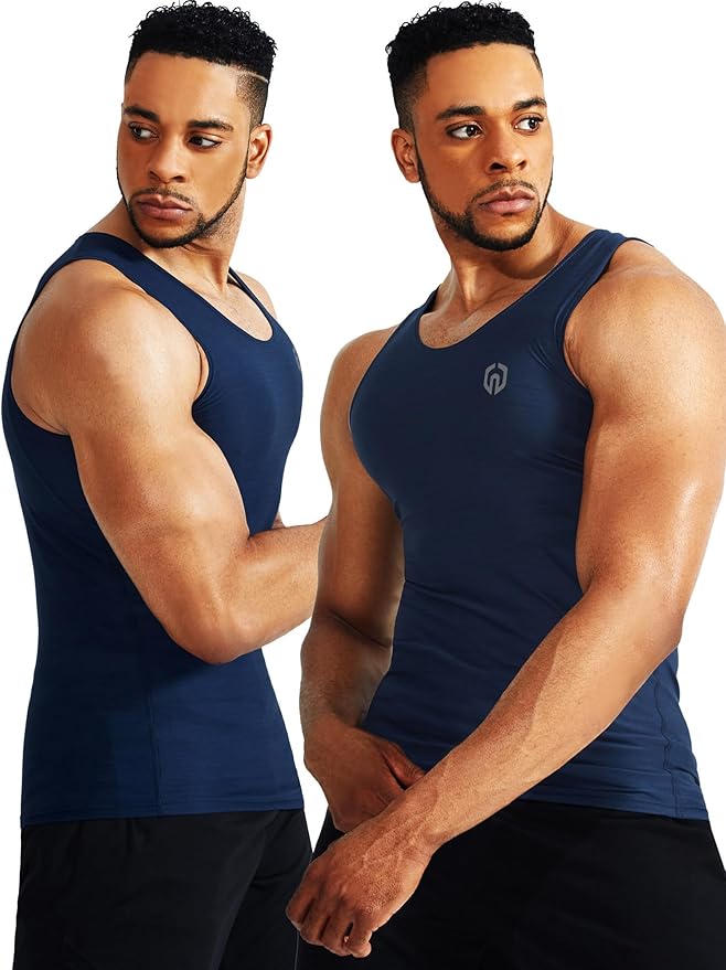 NELEUS Men's 3 Pack Athletic Compression Under Base Layer Sport Tank Top