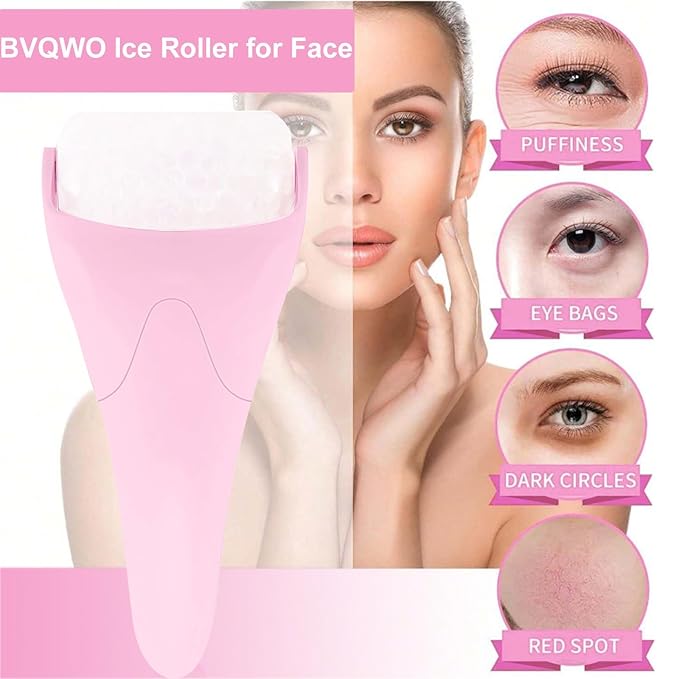 Ice Roller for Face, Face Roller-Cold Massage Stick for Cooling and Calming Puffiness Wrinkles Fine Lines - Skin Care Tools- Self Care Gifts for Women Men (Light Pink)