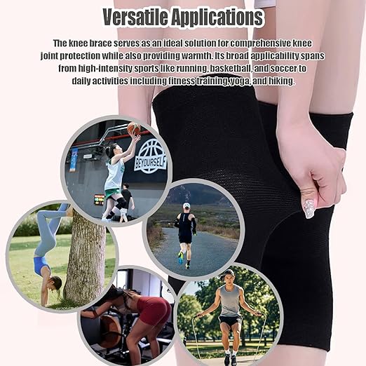 Bamboo Charcoal Compression Knee Sleeve - 2 Pairs Elastic Warm Knee Brace for Men and Women - Compression Knee Pads for Arthritis (Black+Gray, X-Large)