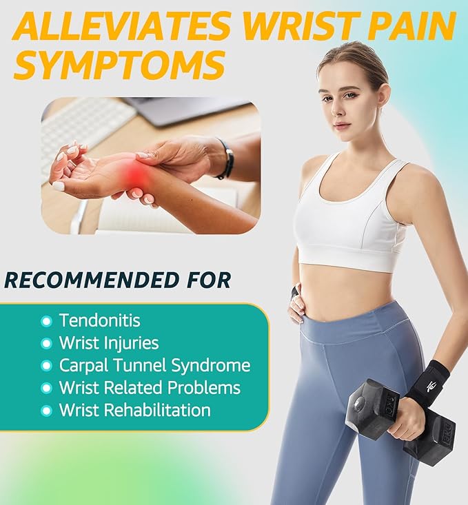 HiRui Wrist Brace Wrist Wraps Compression Wrist Strap, Wrist Support for Work Fitness Weightlifting Sprains Tendonitis, Carpal Tunnel Arthritis, Pain Relief, Adjustable Wristbands 2 PACK (Black, L)