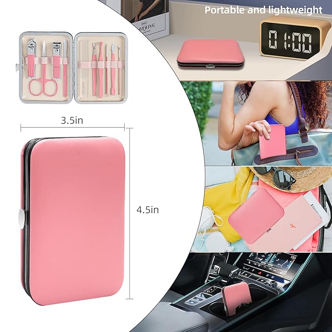 10 in 1 Manicure kit for Women Professional Pink Nail kit, Nail Care kit and Personal Toe Nail Clippers, Complete Manicure Set Women with Travel Beauty Tools Convenience Set