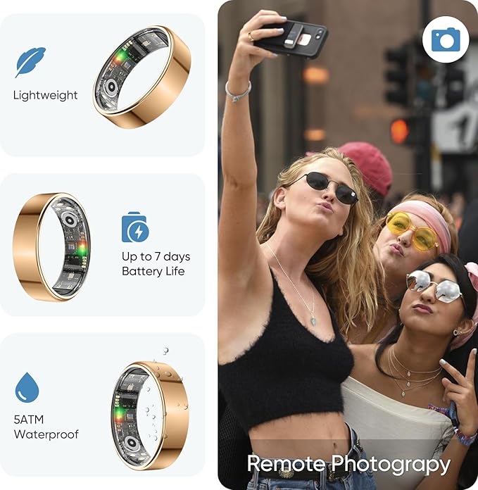 BENIO Gen 2 Smart Ring for Women & Men, Heart Rate,Fitness Tracker with Sleep，Step/Sleep/Blood Oxygen/Heart Rate Tracker, 5ATM Waterproof for iOS and Android,No Subscription