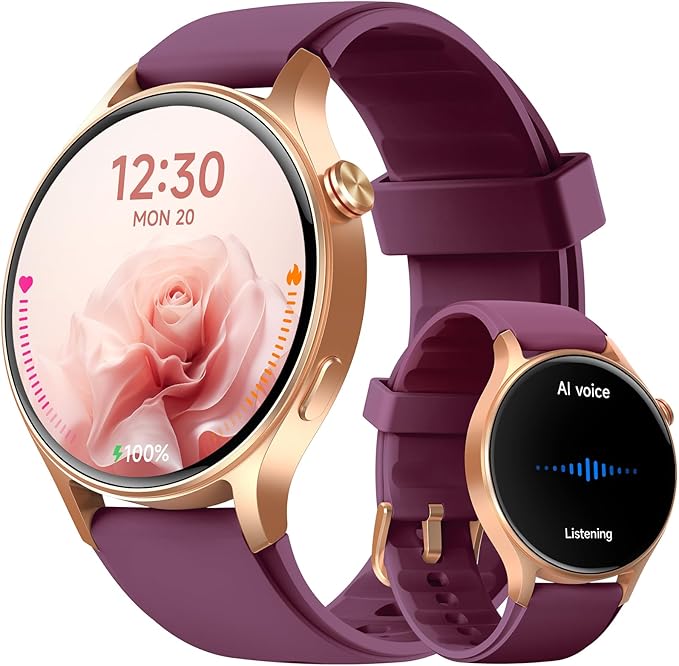 Smart Watch for Women, Answer/Makr Call, 1.32'' AMOLED Ultra-Clear Screen Fitness Trackers with Heart Rate/Sleep/SpO2 Monitor, Smartwatch for iPhone/Samsung/Android, 110+ Sport Modes, 3ATM Waterproof