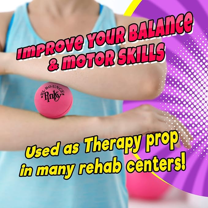 JA-RU Hi-Bounce Pinky Ball (3 Bouncy Balls) Bouncing Balls for Kids. Stress Ball, Massage Therapy. Sports Indoor & Outdoor Playground Toy, Bulk Party Favor, Stocking Stuffers 976-3p