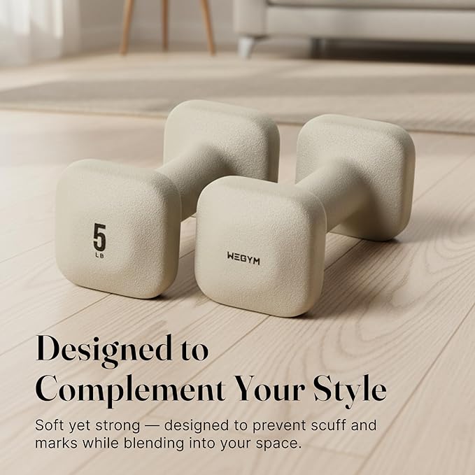 WeGym SafeGrip Square Dumbbells with Anti Slip Handles, Aesthetic Free Weights for Home Workouts, Stable Design Prevents Rolling during Floor Exercises