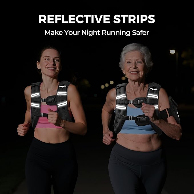 PACEARTH Weighted Vest,6lb/8lb/10lb/12lb/16lb/20lb/25lb/30lb Weight Vest with Reflective Stripe, Body Weight Vests for Women, Men, Weight Loss Workout, Strength Training, Running, Walking, Jogging