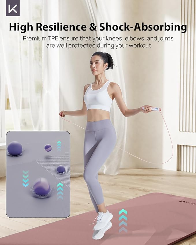 KEEP Yoga Mat - Premium 7mm Thick Exercise Mat, Anti-Tear 32'' Extra Wide Fitness Mat with Strap for Men & Women, Non Slip Pilates Mat for Home Yoga, Pilates, Gym, Stretching, Floor & Fitness Workouts