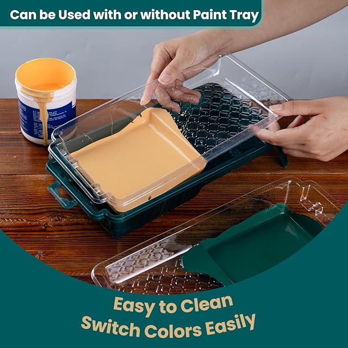 Paint Roller Kit, 15 Pack, 4 Inch Paint Roller, Small Paint Roller with Tray Liners, Roller Paint Brush Covers for All Surfaces, Painting Supplies for Walls, Kitchen, Cabinets and Ceilings