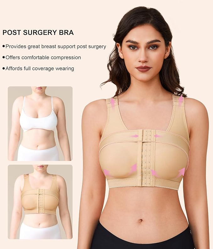 BRABIC Womens' Front Closure Post-Surgery Posture Corrector Bra Shaper Tops with Breast Support Band