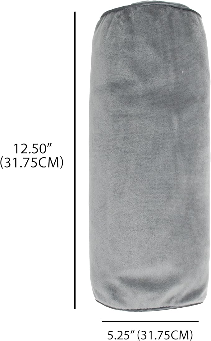 Dreamtime Neck Roll Pillow, Ergonomic Cylinder Bolster for Sleeping, Ideal Cervical Support for Both Side and Back Sleepers, Buckwheat Filling with Lavender Aromatherapy, Gray, 12.5" x 4.5" x 4.5"
