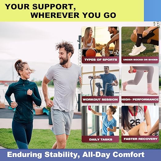 ABIRAM Ankle Brace for Men & Women - Adjustable Compression Sleeve with Wrap, Ion-Matrix Support for Sprained Ankle, Plantar Fasciitis, Achilles Tendonitis Relief - Breathable Gear for Running, Sports