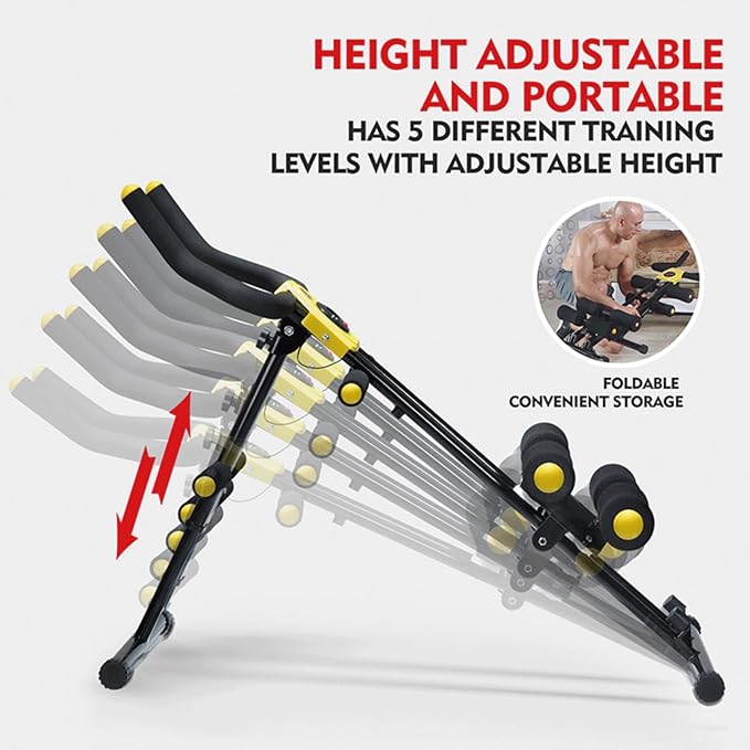 Foldable Ab Workout Machine for Home Gym – Adjustable Core & Waist Trainer for Women, Full Body Abdominal Exercise Equipment with Resistance Bands & LCD Display