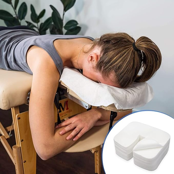 1000 Count Disposable Face Cradle Covers, Medical-Grade, Ultra Soft, Luxurious, Non-Sticking Massage Face Covers, Headrest Covers for Massage Tables & Massage Chairs