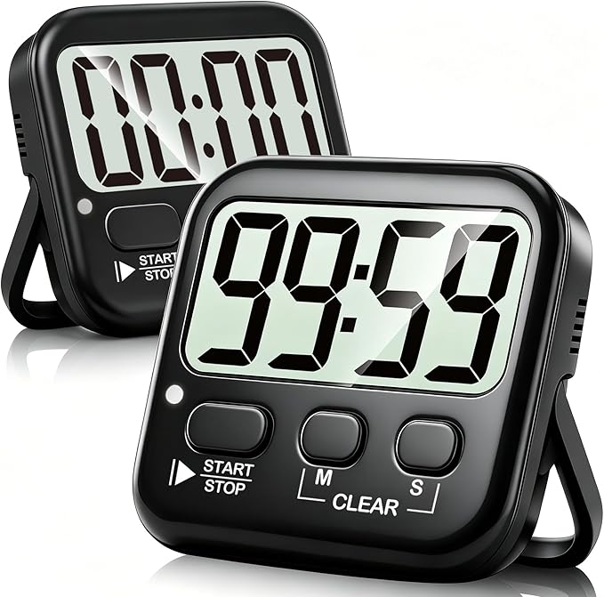 Antonki 2 Pack Digital Timer for Kids, Magnetic Countdown Kitchen Timers for Cooking, Egg, Classroom, Teacher, Exercise, Study, Oven - Battery Included