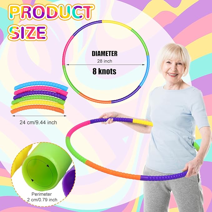 Sratte 12 Pcs Toy Hoop for Kid - Detachable & Adjustable Colored Hoop Exercise Ring Plastic Circle for Kid, Teen Gymnastics, Dog Agility Equipment, Require Self Assembly (Stylish Colors, 32 Inch)