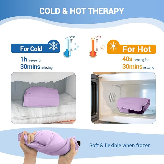 Comfytemp Ankle Foot Ice Pack Wrap for Plantar Fasciitis Relief, Ankles Brace for Sprain, Heel Spur, Swelling, Achilles Tendonitis, Cold Bag for Injuries Reusable, Hot Cold Compress, 1 Pack (Purple)