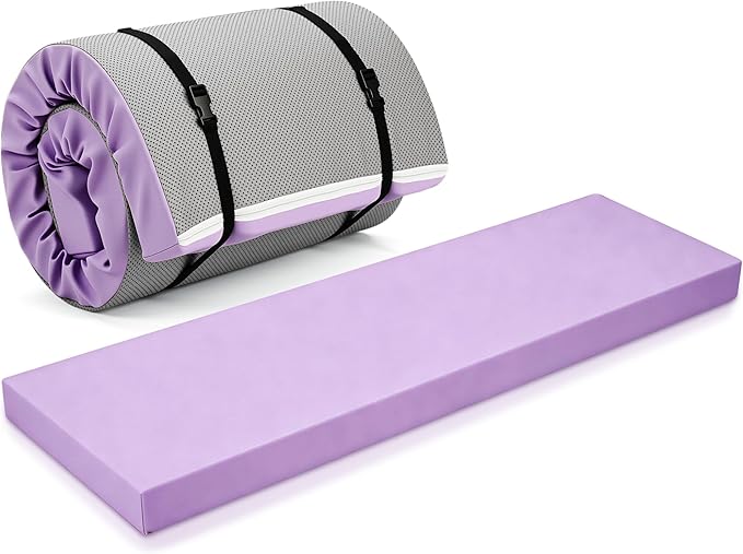 Lyrow 3 Inch 72"x 24" Thick Foldable Yoga Mat with Carry Strap, Non-slip Portable Foam Gym Mat for Yoga, Pilates and Stretching