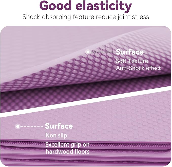 Foldable Yoga Mat Thick Non-Slip Exercise Mat - Packable Travel Fitness Mat with Carrying Bag for Yoga, Pilates, Workout, Home & Gym
