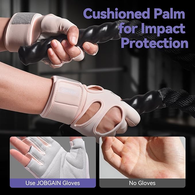 Workout Gloves for Men and Women, Gym Weight Lifting Padded Gloves with Wrist Wrap Support, Full Palm Protection & Extra Grips, for Weightlifting, Exercise, Cross Training, Fitness, Pull-Up