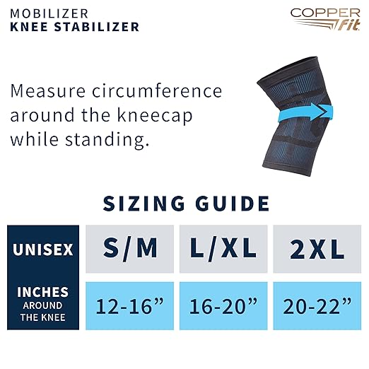 Copper Fit Mobilizer Knee Sleeve – ProSeries with Removable Side Stabilizers Knee Support for Advanced Recovery – Mobility, Knee Pain, Swelling, Inflammation, Circulation, Arthritis, Tendonitis (2XL)