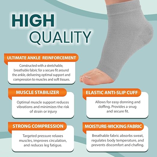 PhysFlex Ankle Brace for Women & Men - Compression Socks 20-30mmHg, Achilles Tendonitis, Plantar Fasciitis Relief, Sprained Ankle, Heel Spurs, Foot Swelling & Fatigue, Arch Support (3 Pairs)