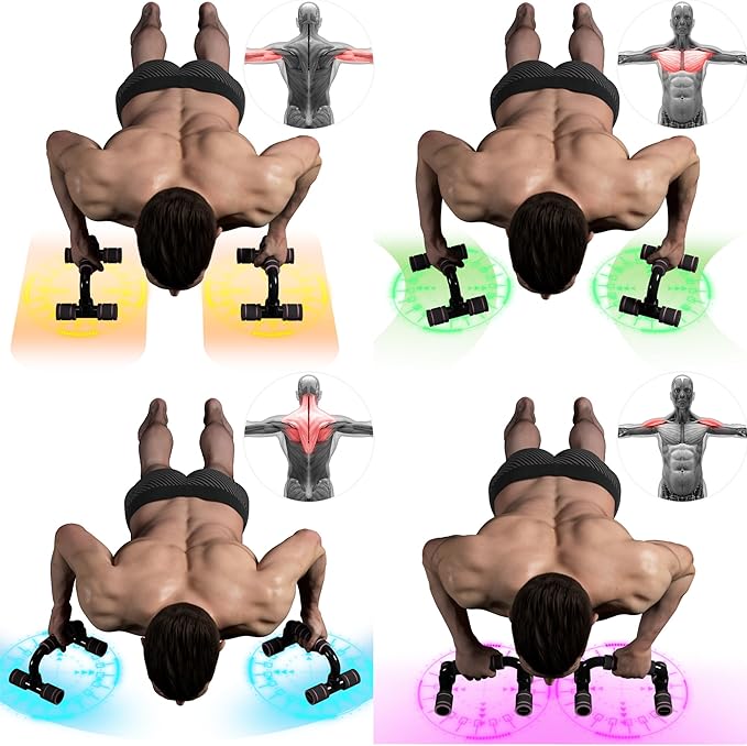 READAEER Push Up Bars Gym Exercise Equipment Fitness 1 Pair Pushup Handles with Cushioned Foam Grip and Non-Slip Sturdy Structure Push Up Bars for Men & Women