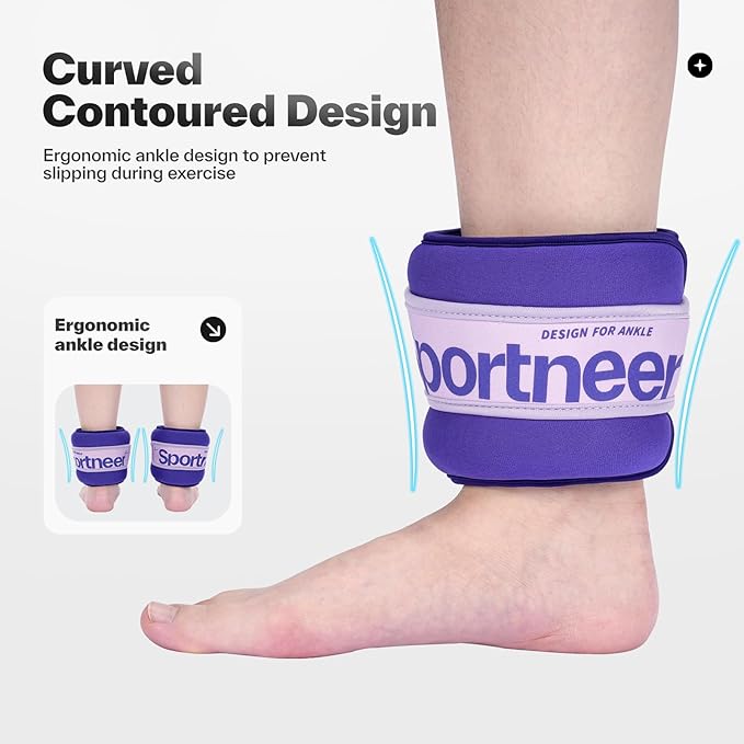 Sportneer Ankle Weights 0.5/1/2/3/5 LBS 1 Pair Wrist Leg Arm Weights for Women Men Kids Child with Adjustable Straps, Strength Weighted for Jogging Running Walking Fitness Gym Workout